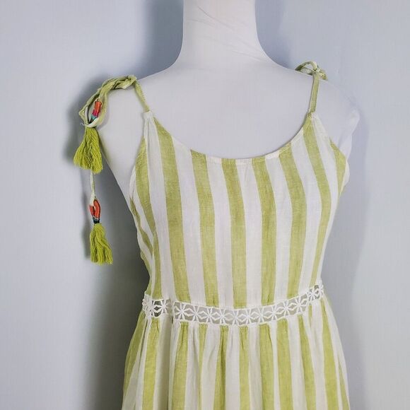 Cynthia Rowley Striped Linen Blend Maxi Dress, Size Medium - Picture 4 of 8